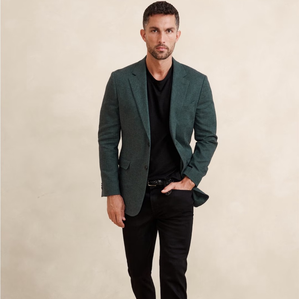 ISO Banana Factory Tailored Fit linen blend suit jacket